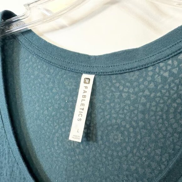 Fabletics Large Top Muscle Tank Teal Burnout Sleeveless Hippie Athletic - Picture 2 of 3